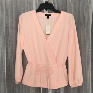 J.Crew Drapey crepe faux-wrap top - pink